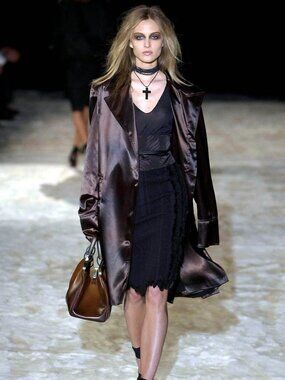 Gucci by Tom Ford 2002 Rare Runway Silk & Leather Black Bamboo Obi Belt